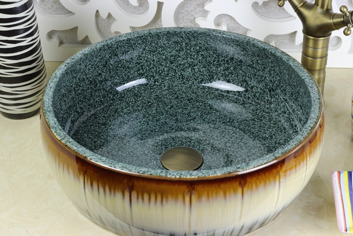 Hanmd Painting Bathroom Vessel Sink Hand Made Porcelain Sink