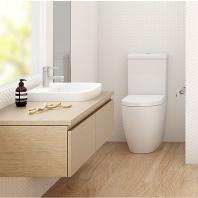 Close coupled toilet set for bathroom design